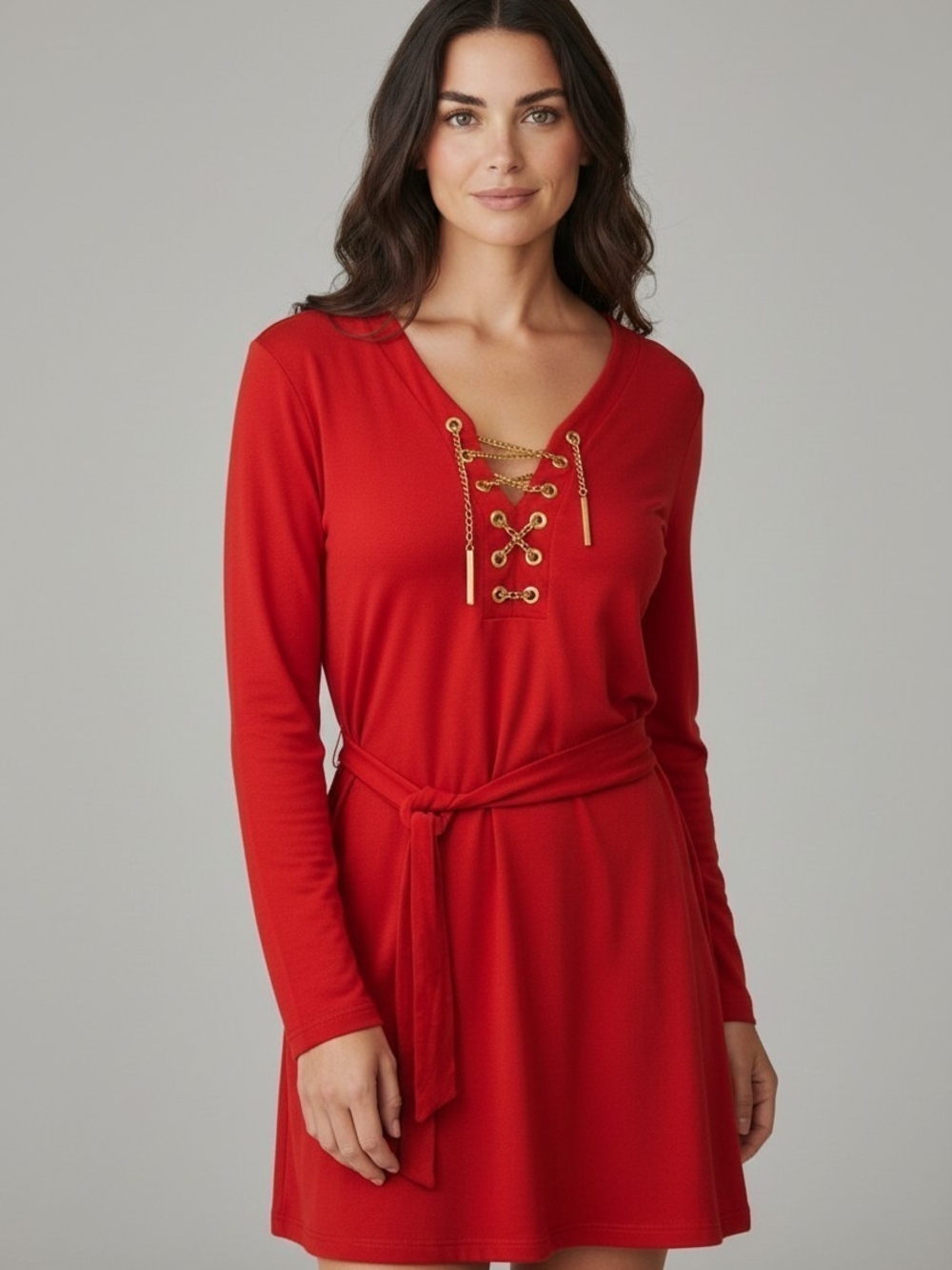 MICHAEL Michael Kors Red Chain Lace Up Dress Size Small
